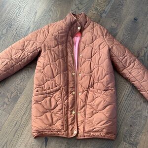 J. Crew Brown Quilted Jacket with Pink Interior